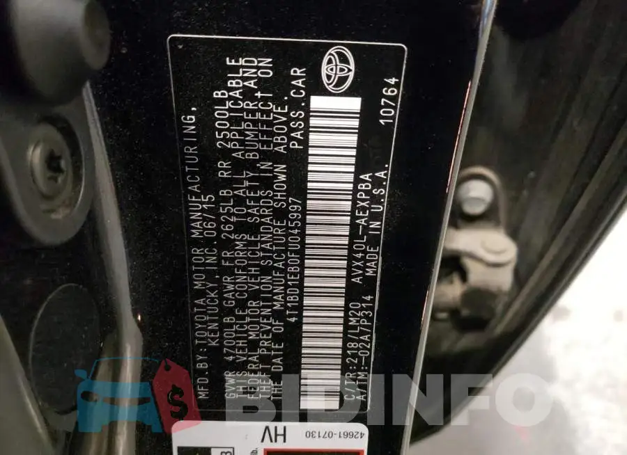 4T1BD1EB0FU045997 Photo# 12
