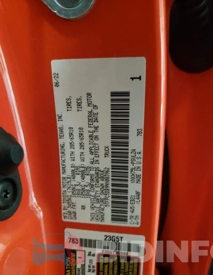 5TFPC5DB9NX003962 Photo# 12