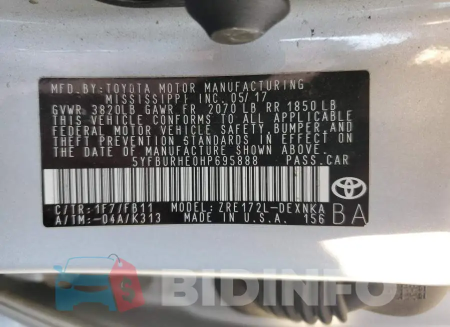 5YFBURHE0HP695888 Photo# 13