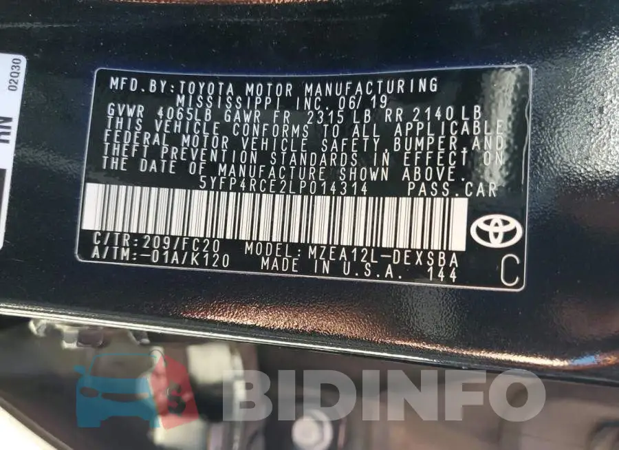 5YFP4RCE2LP014314 Photo# 12