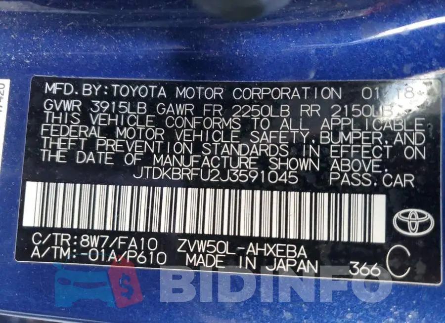 JTDKBRFU2J3591045 Photo# 12