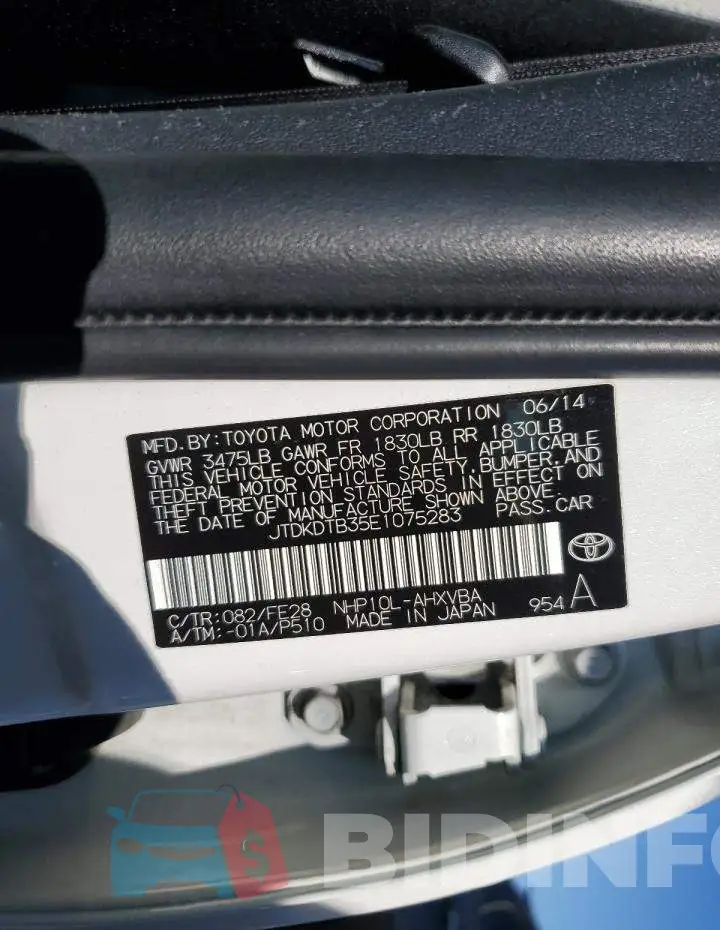 JTDKDTB35E1075283 Photo# 12