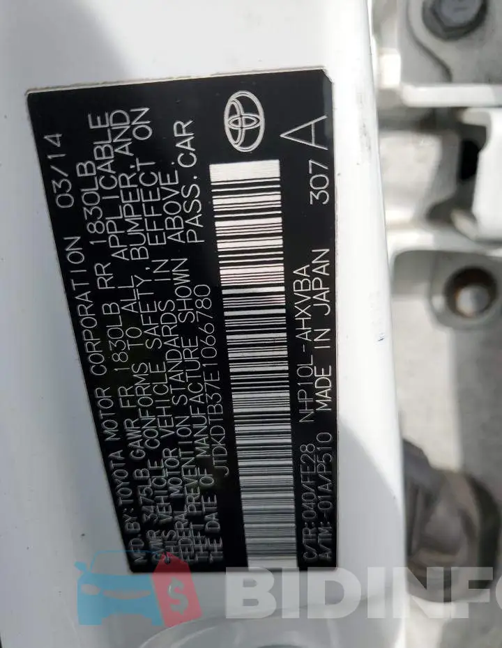JTDKDTB37E1066780 Photo# 12