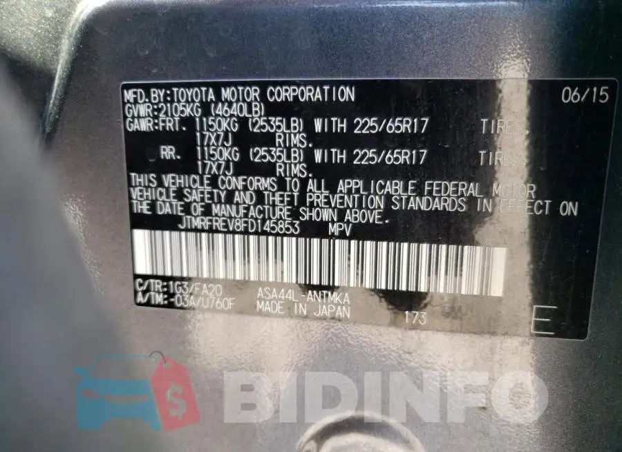 JTMRFREV8FD145853 Photo# 13