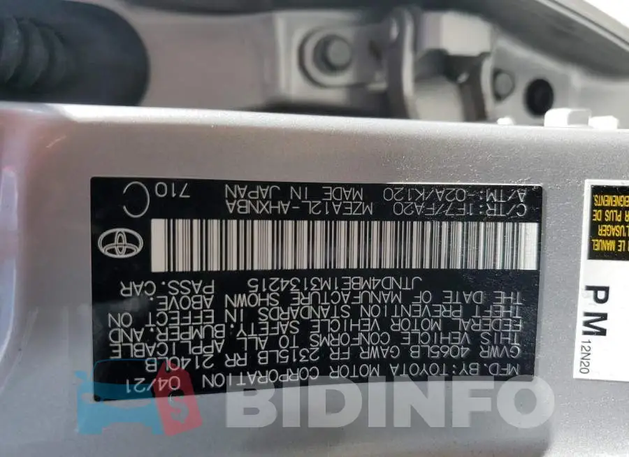 JTND4MBE1M3134215 Photo# 12