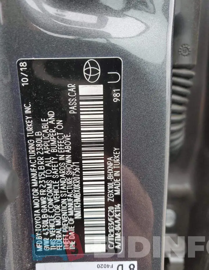 NMTKHMBX0KR075671 Photo# 13