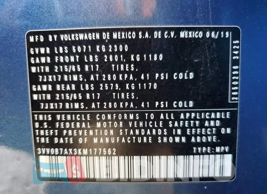 3VV0B7AX3KM177562 Photo# 12