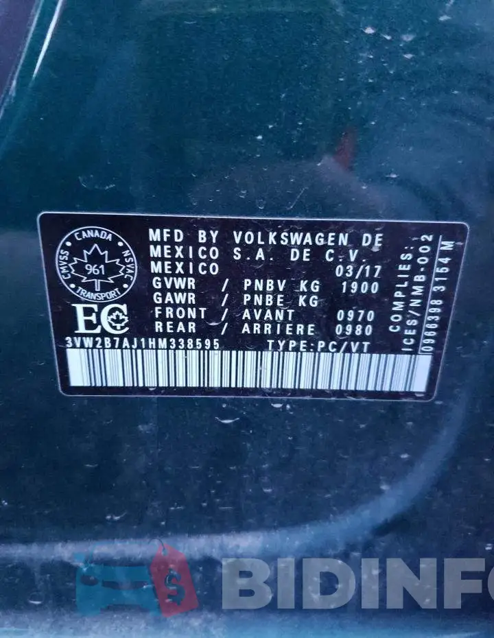 3VW2B7AJ1HM338595 Photo# 13