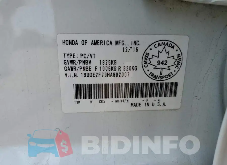 19UDE2F79HA802007 Photo# 12