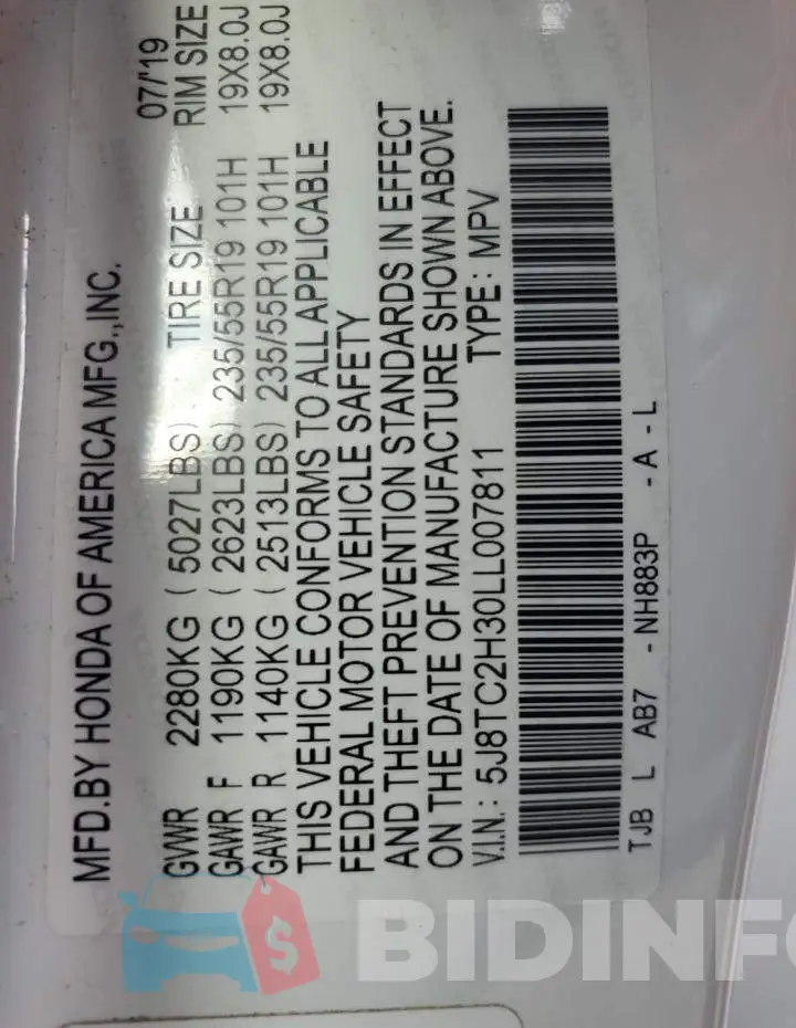 5J8TC2H30LL007811 Photo# 13