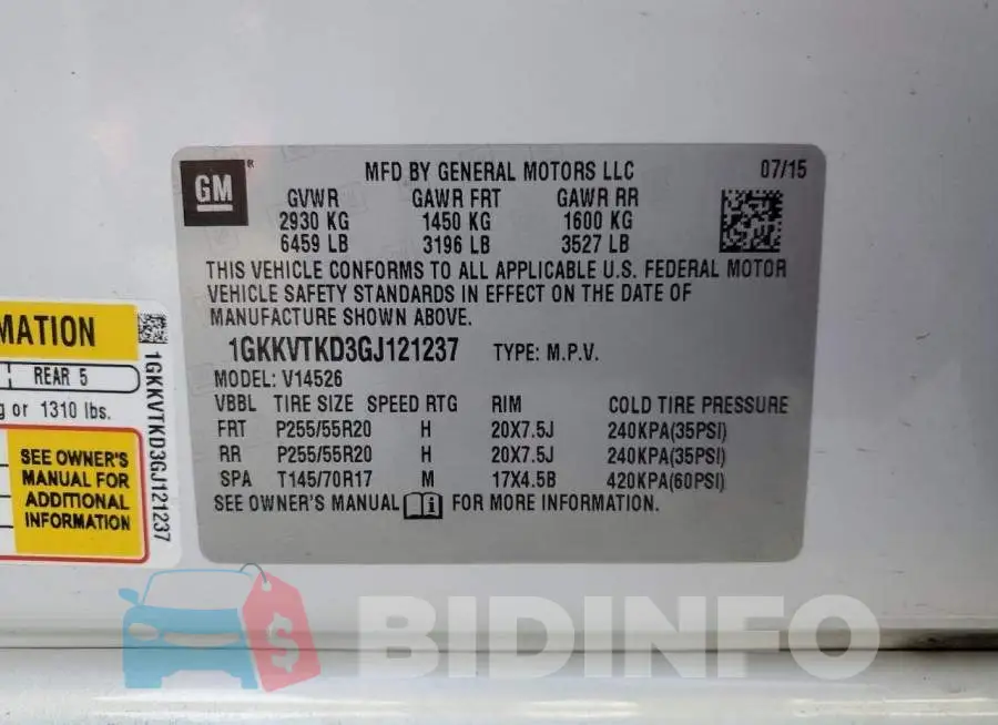 1GKKVTKD3GJ121237 Photo# 13