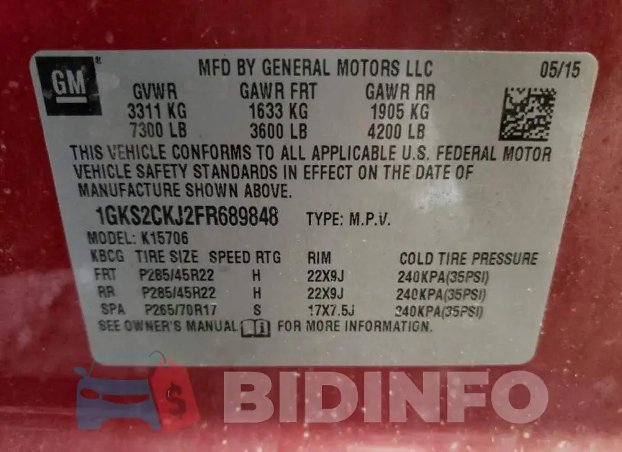 1GKS2CKJ2FR689848 Photo# 13