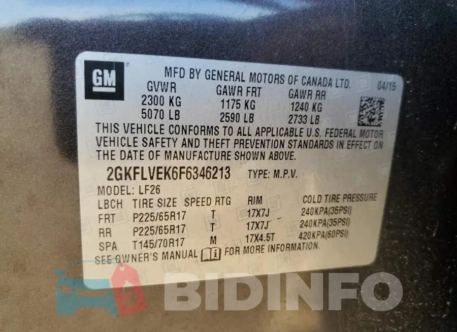 2GKFLVEK6F6346213 Photo# 13