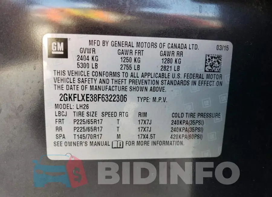2GKFLXE38F6322306 Photo# 13