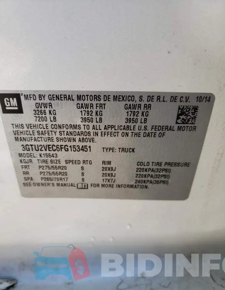 3GTU2VEC6FG153451 Photo# 13
