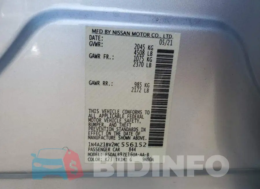 1N4AZ1BV2MC556152 Photo# 13