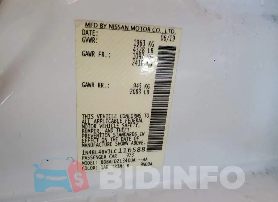 1N4BL4BV1LC116588 Photo# 12