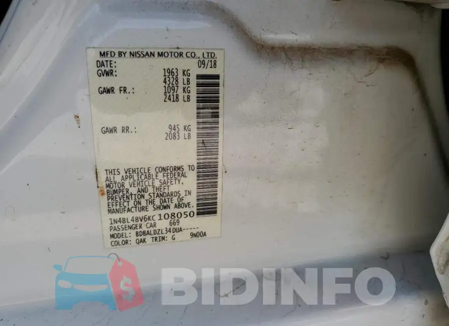 1N4BL4BV6KC108050 Photo# 13