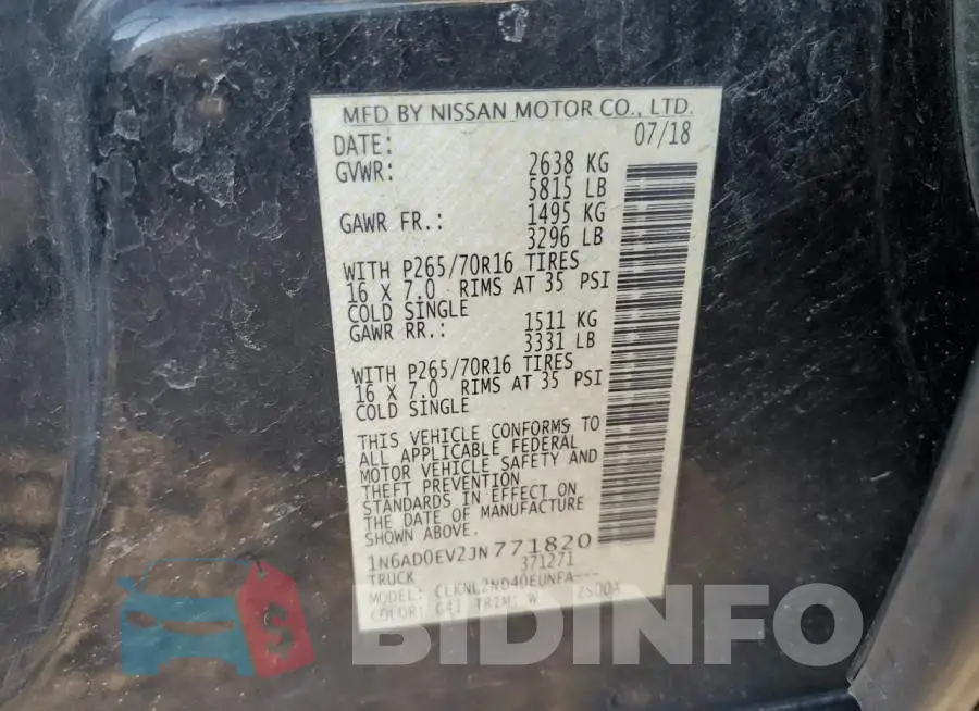 1N6AD0EV2JN771820 Photo# 12