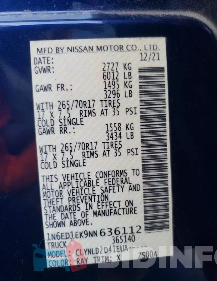 1N6ED1EK9NN636112 Photo# 12