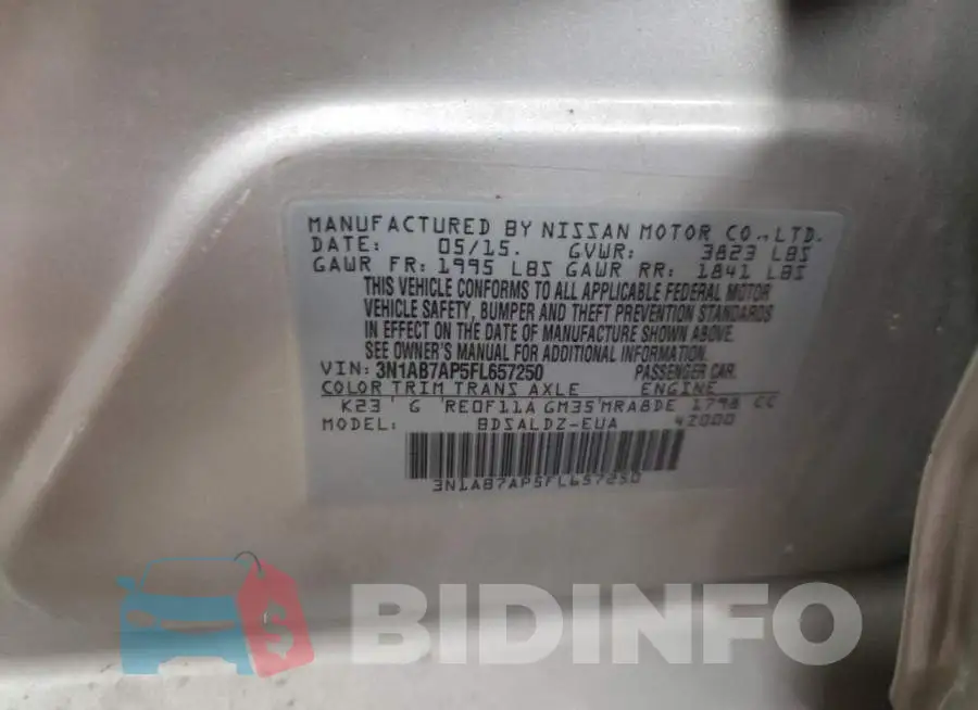 3N1AB7AP5FL657250 Photo# 12