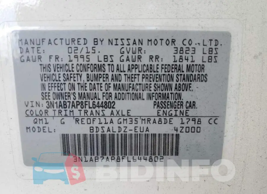 3N1AB7AP8FL644802 Photo# 13