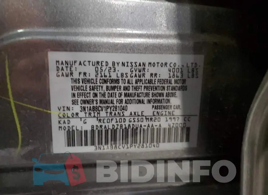 3N1AB8CV1PY281040 Photo# 12