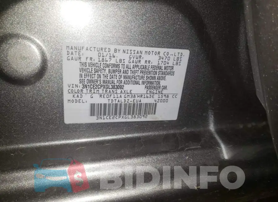 3N1CE2CPXGL383092 Photo# 12