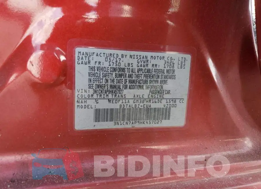 3N1CN7AP9HK457027 Photo# 13