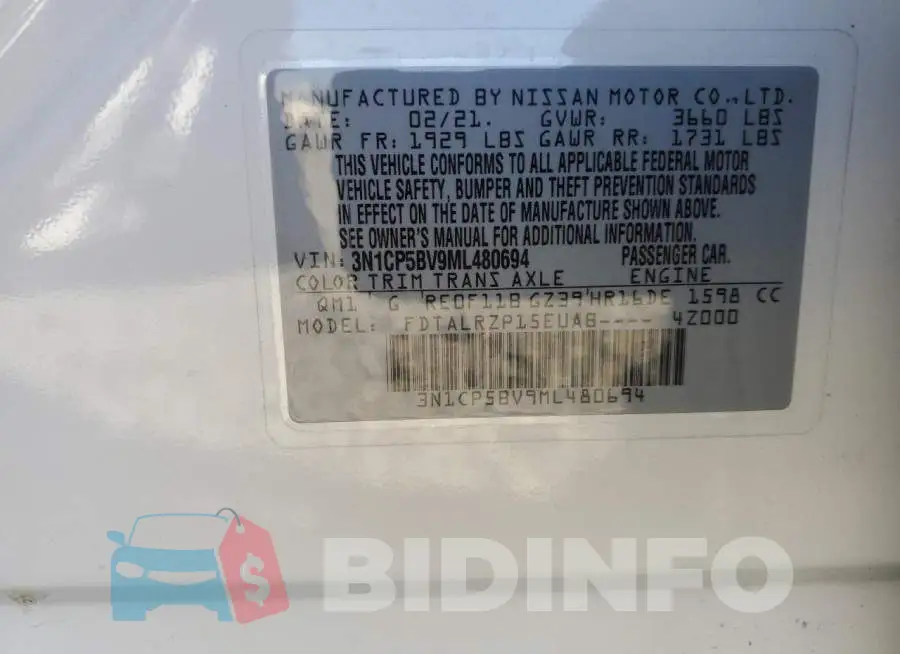3N1CP5BV9ML480694 Photo# 12