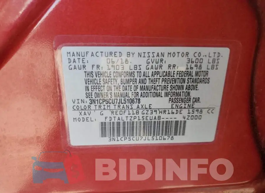 3N1CP5CU7JL510678 Photo# 12