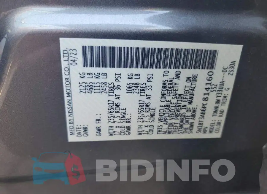 5N1BT3AB6PC814160 Photo# 13