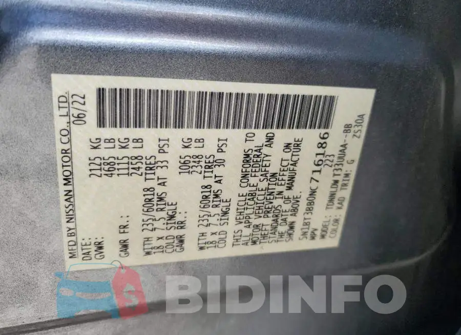 5N1BT3BB0NC716186 Photo# 12
