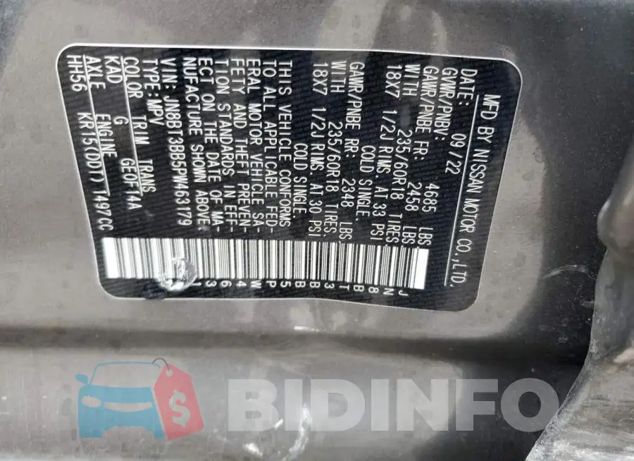 JN8BT3BB5PW463179 Photo# 13