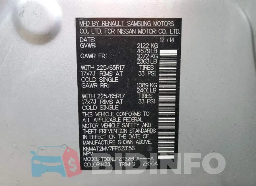 KNMAT2MV7FP523156 Photo# 14