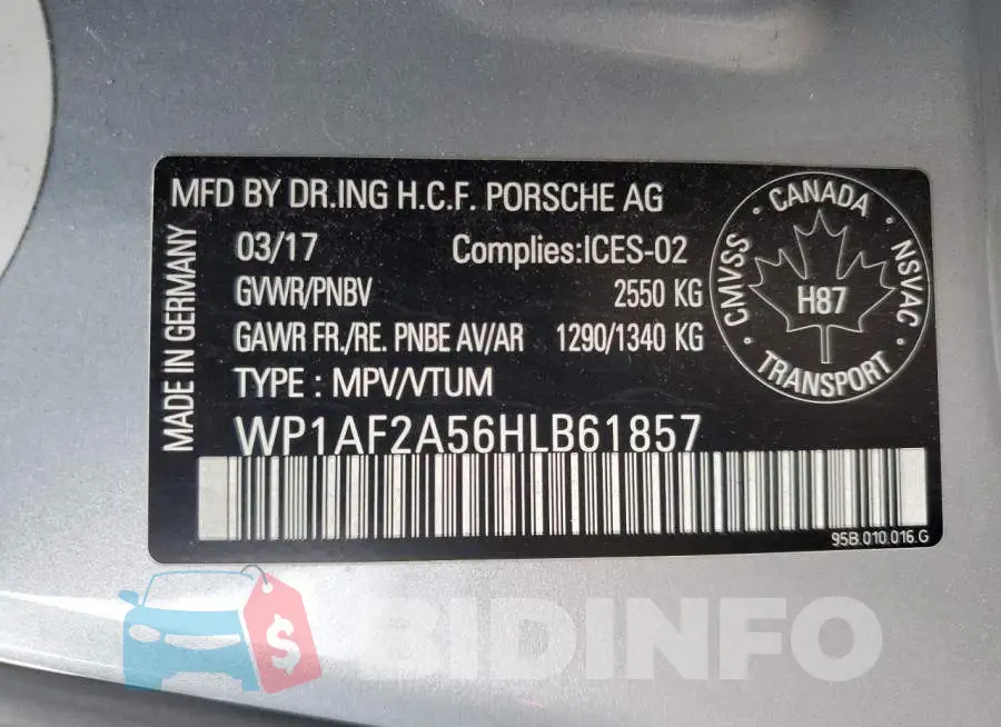 WP1AF2A56HLB61857 Photo# 13