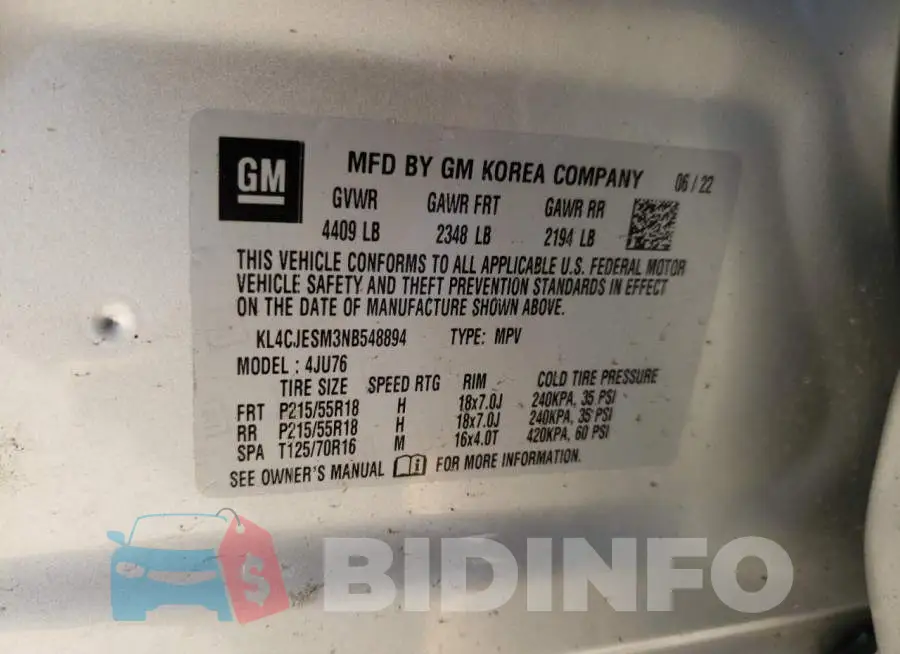 KL4CJESM3NB548894 Photo# 14