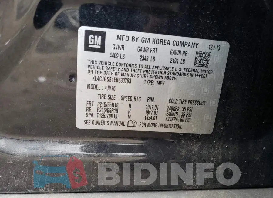 KL4CJGSB1EB630763 Photo# 13