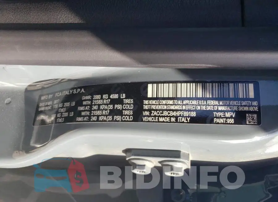 ZACCJBCB4HPF89188 Photo# 14