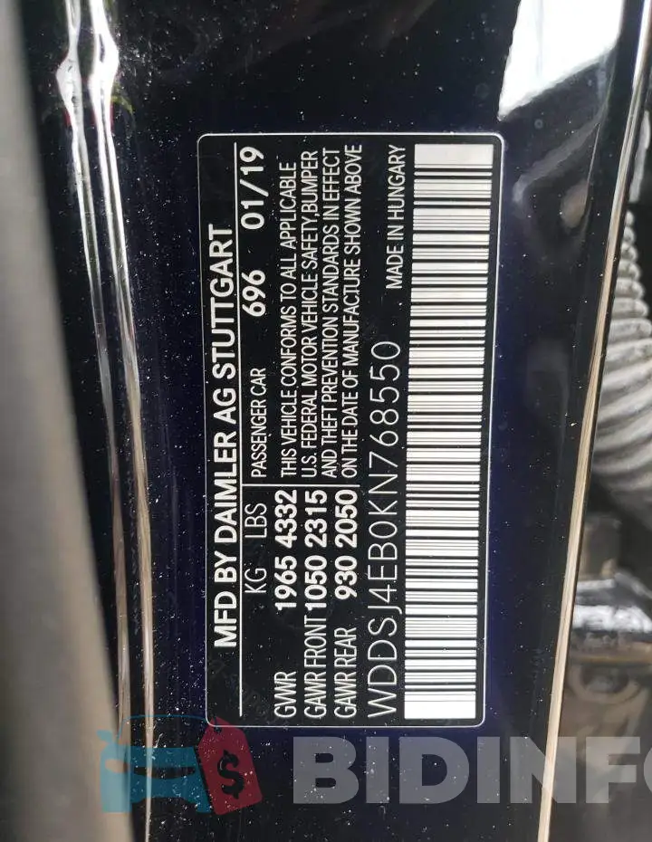 WDDSJ4EB0KN768550 Photo# 12