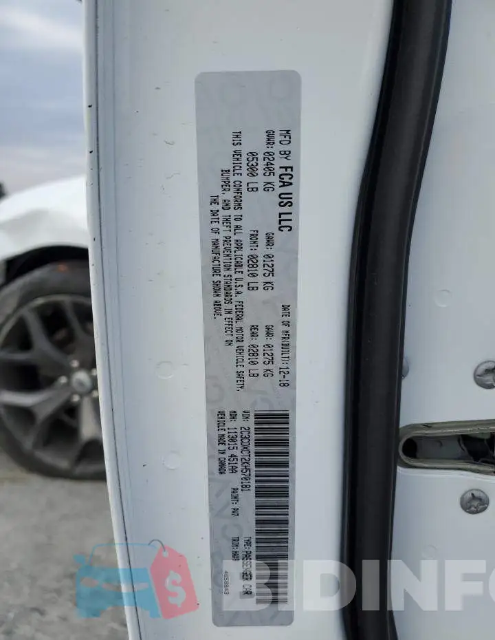 2C3CDXCT2KH570181 Photo# 12