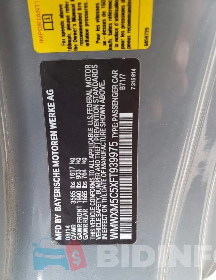 WMWXM5C5XFT939975 Photo# 12