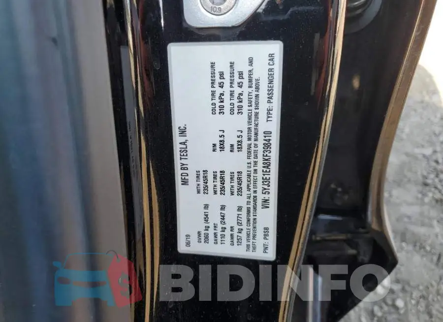 5YJ3E1EA8KF398410 Photo# 12