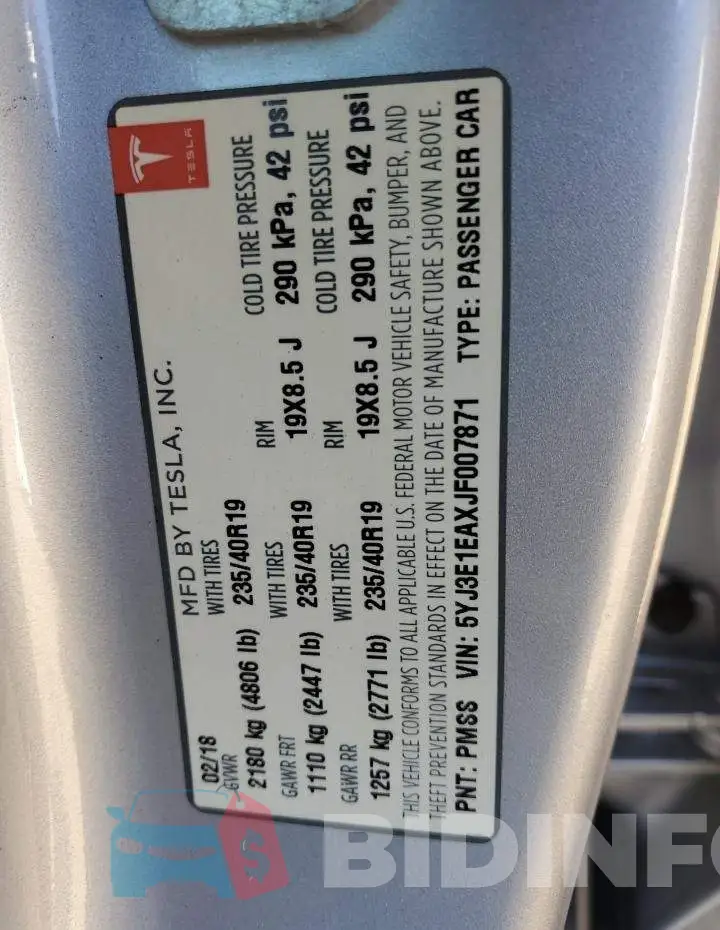 5YJ3E1EAXJF007871 Photo# 12