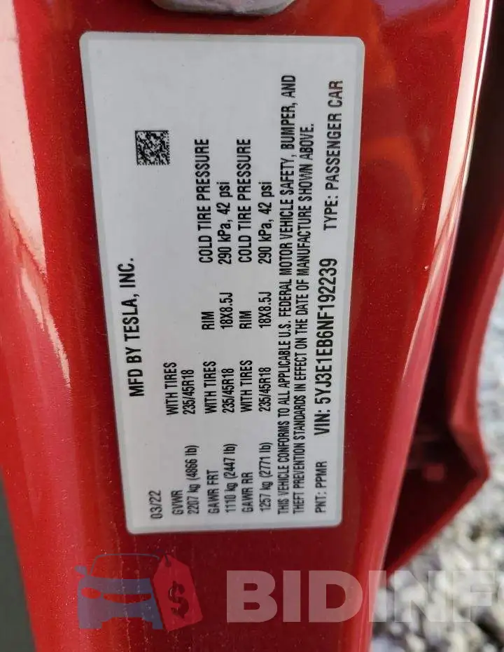 5YJ3E1EB6NF192239 Photo# 13