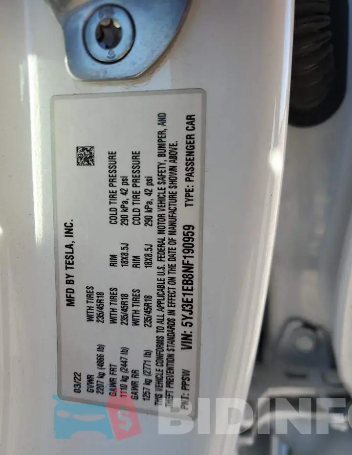 5YJ3E1EB8NF190959 Photo# 13