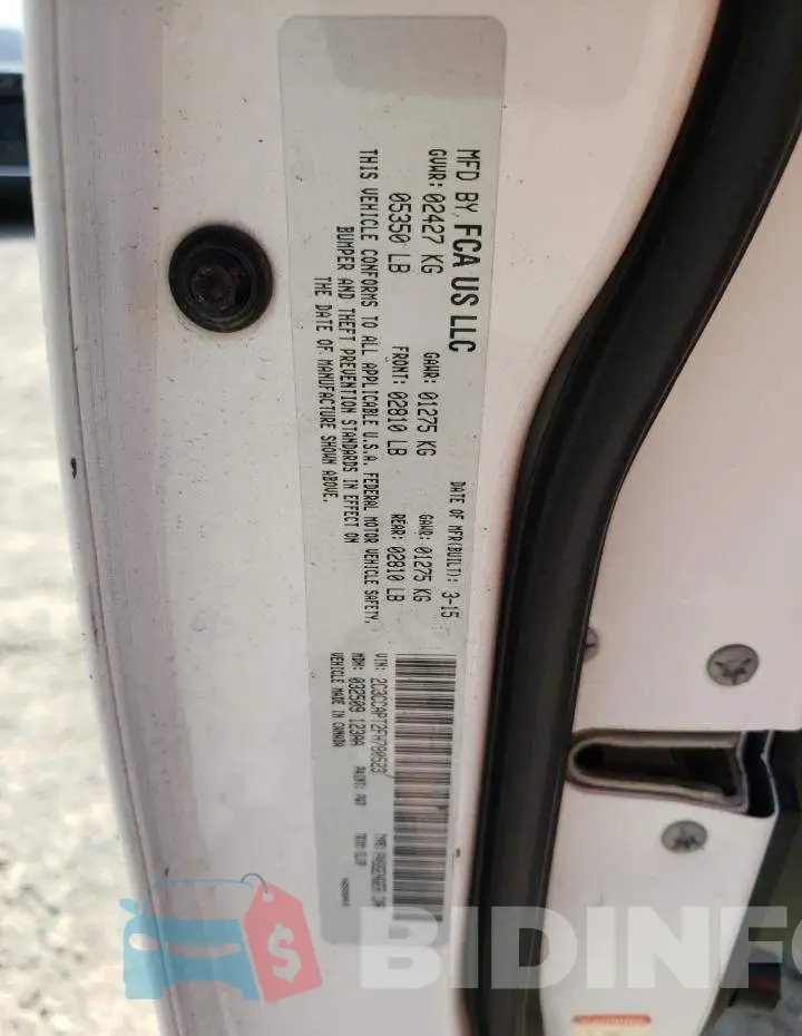 2C3CCAPT2FH780523 Photo# 12