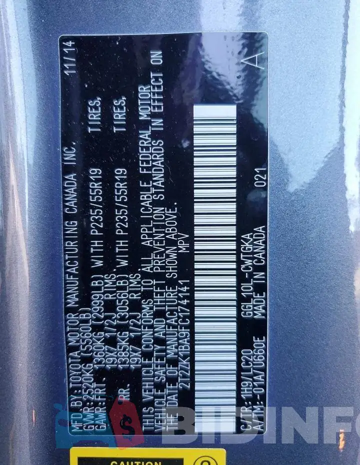 2T2ZK1BA9FC174141 Photo# 14