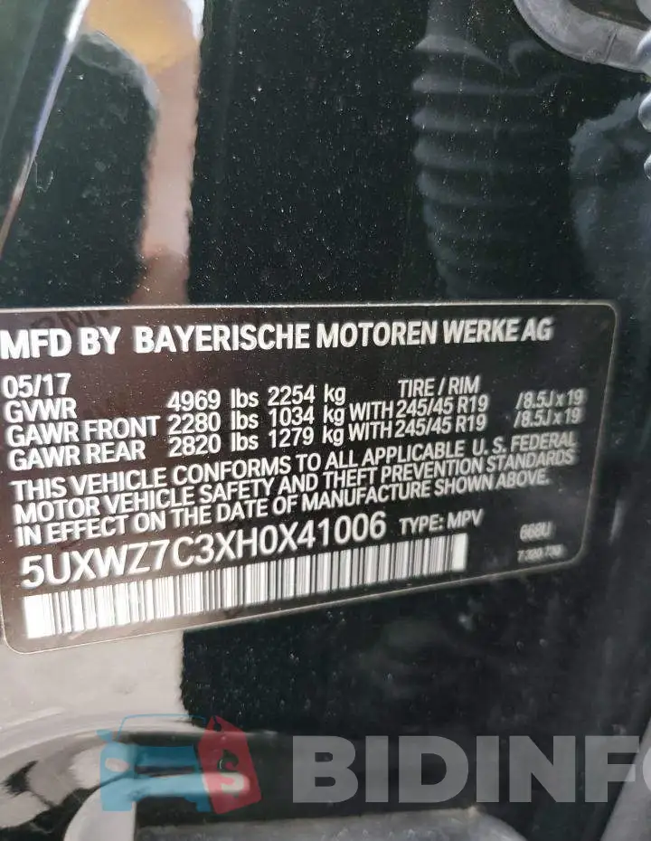 5UXWZ7C3XH0X41006 Photo# 13
