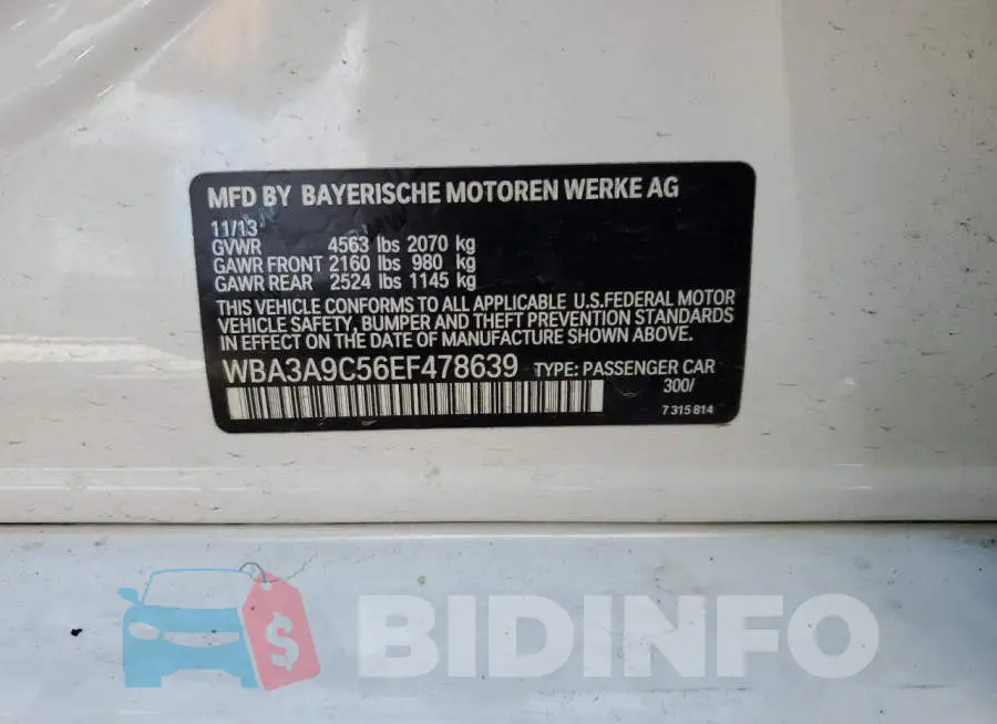 WBA3A9C56EF478639 Photo# 12